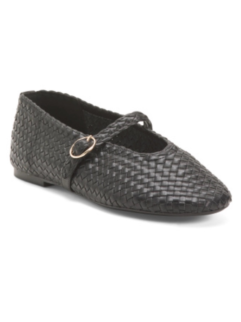 House Of Harlow 1960 Bistro Black Faux Leather Woven Ballet Flats - 9